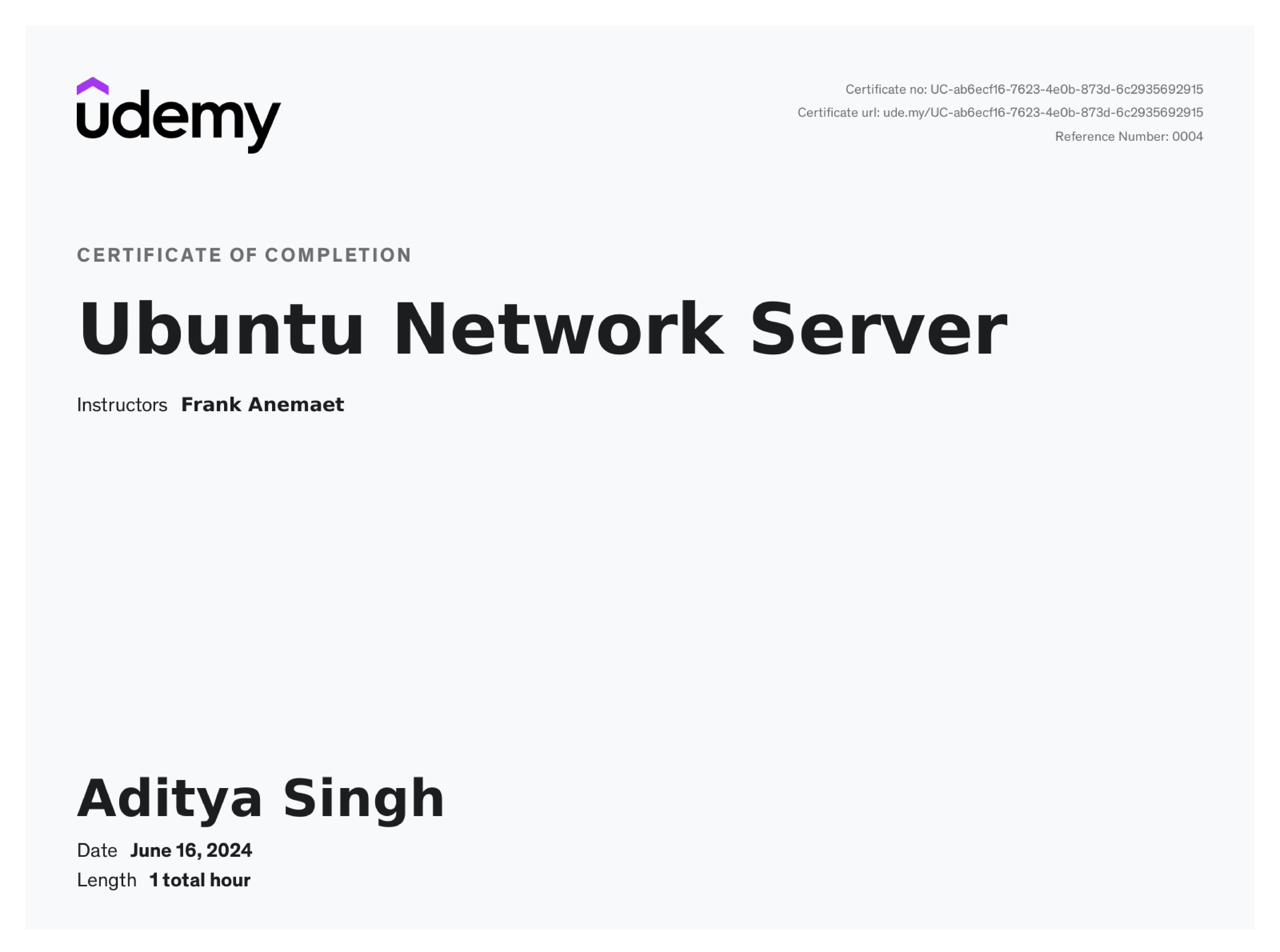 Ubuntu Network Server Certificate